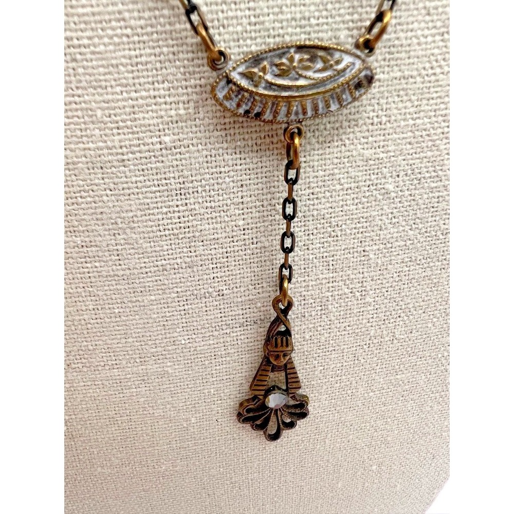 Vintage Egyptian Revival Necklace Pharaoh Pendant Brass Tone Art Deco Figural - Picture 4 of 16